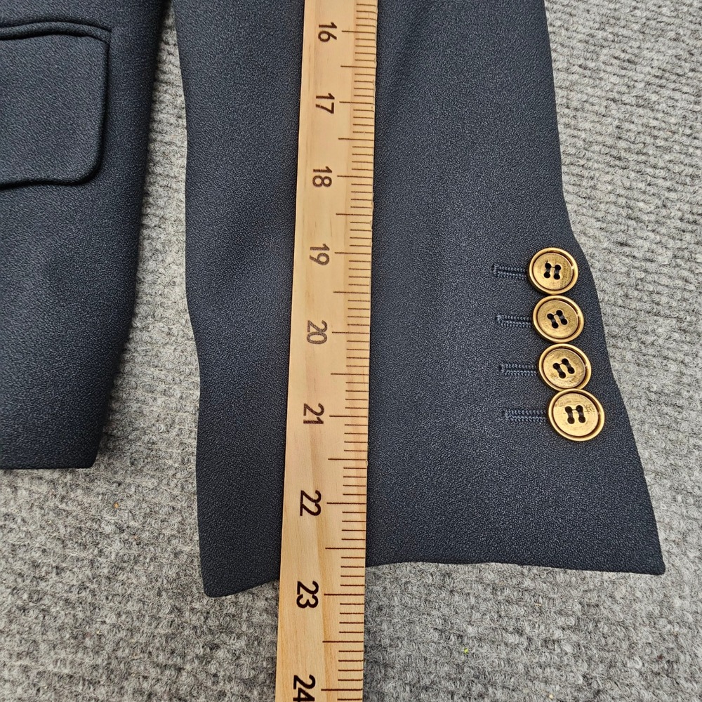 Michael Kors Blazer Womens Crepe Sable Cropped Boyfriend Midnight Gold Buttons 2 - Picture 6 of 10